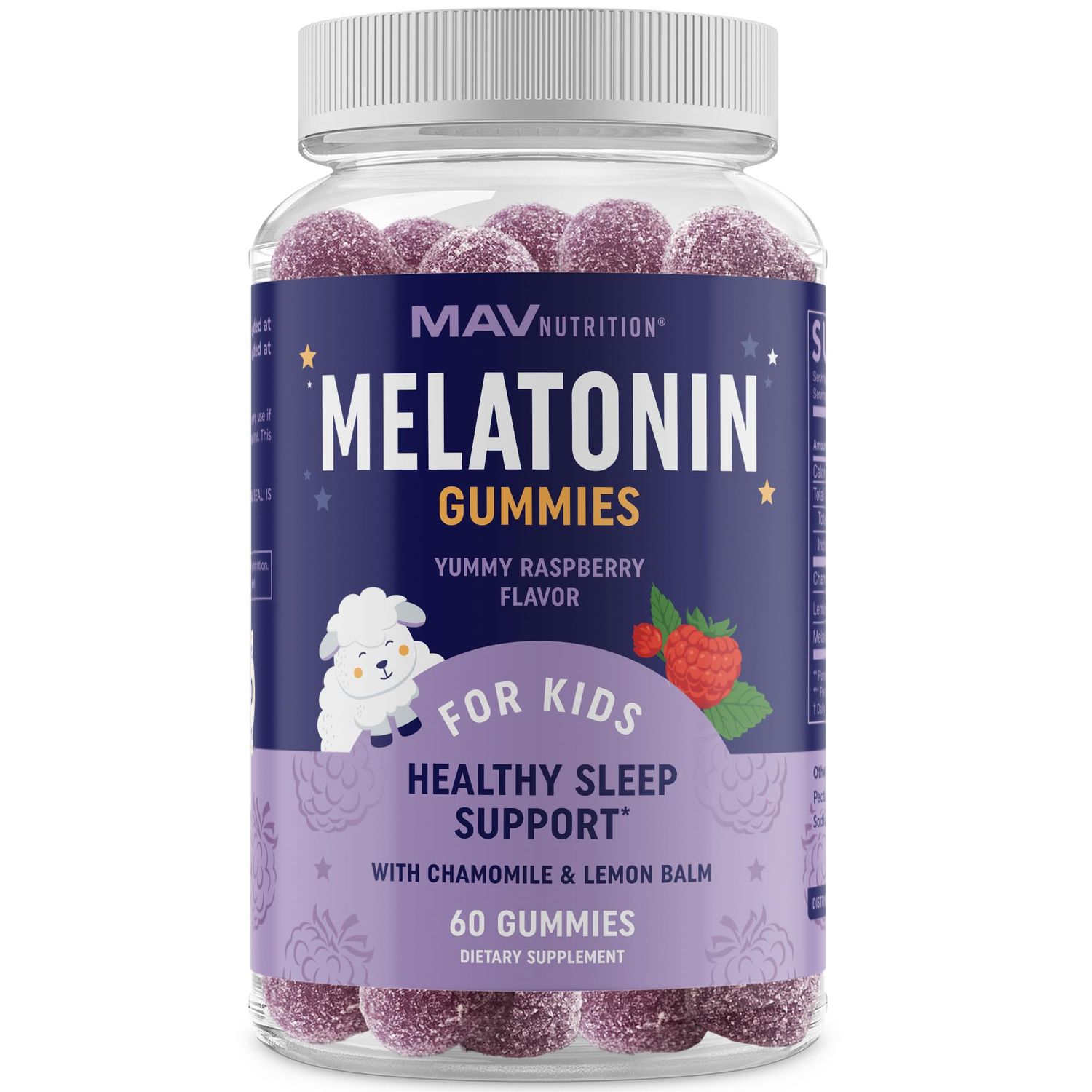 Melatonin Gummies for Kids 0.5mg Per Gummy Gentle Rest Support for Children Ages 2 Low-Dose Chewable Rest Aid For Kids with Lemon Balm Chamomile Non-GMO, Third-Party Tested 60ct
