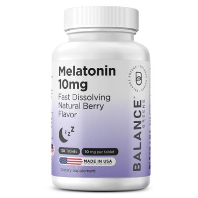 Balancebreens Melatonin 10mg Fast-Dissolve, 120 Tablets - Natural Sleep Aid for Restful Nights, Drug-Free Support for Relaxation and Tranquility
