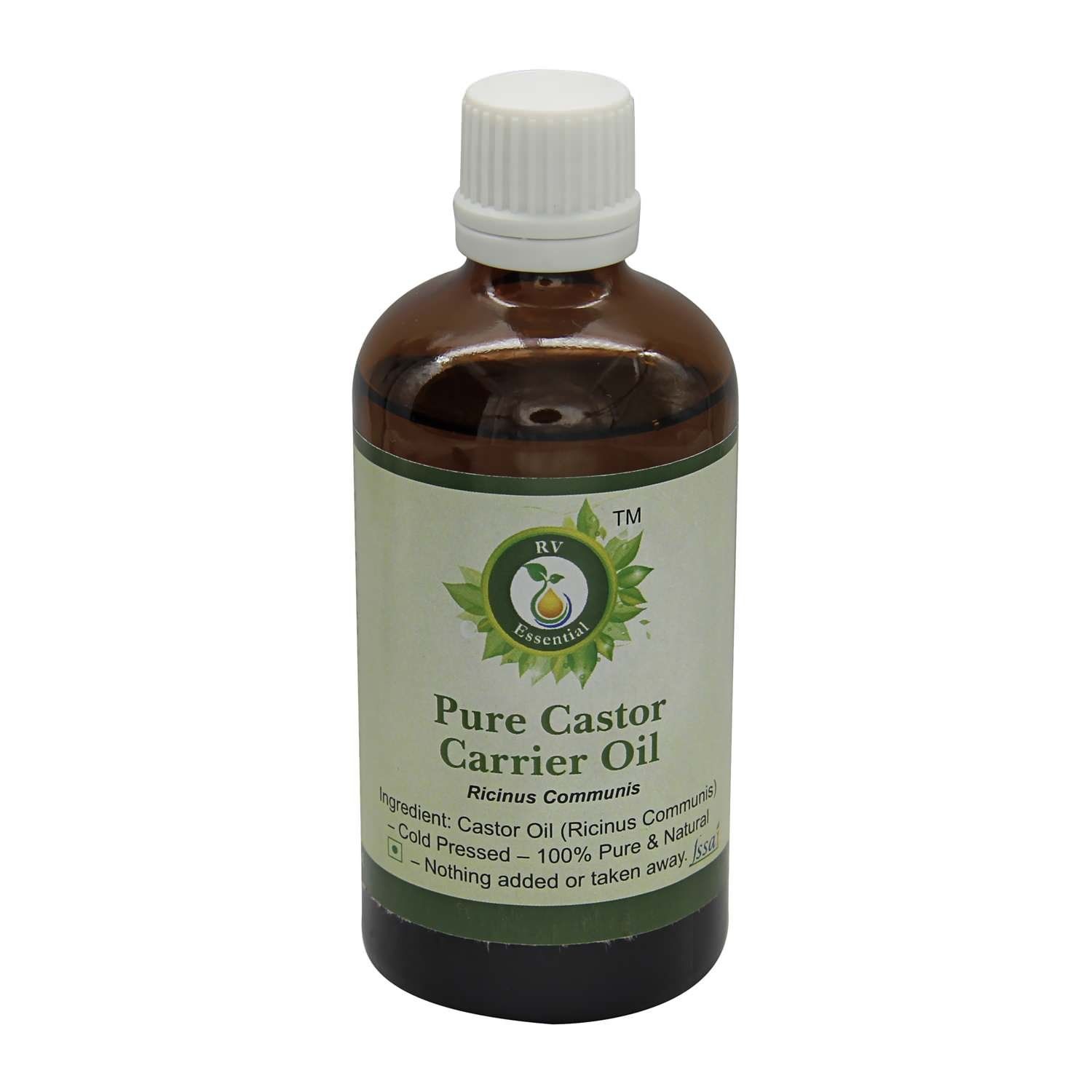 R V Essential Castor Oil Ricinus Communis Cold Pressed Castor Oil for Hair, Nails, Face, Skin, Eyelashes, Eyebrows, Scalp, Body Massage 100 Pure Natural Cold Pressed 50ml 1.69oz