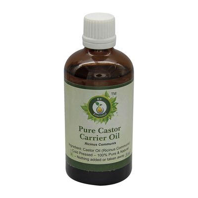 R V Essential Castor Oil Ricinus Communis Cold Pressed Castor Oil for Hair, Nails, Face, Skin, Eyelashes, Eyebrows, Scalp, Body Massage 100 Pure Natural Cold Pressed 50ml 1.69oz