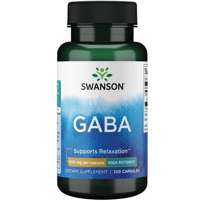 Swanson GABA - Amino Acid Supplement Promoting Calm Relaxation to Support Restful Sleep - High Potency Formula to Support Healthy Stress Levels - (100 Capsules, 500mg Each)