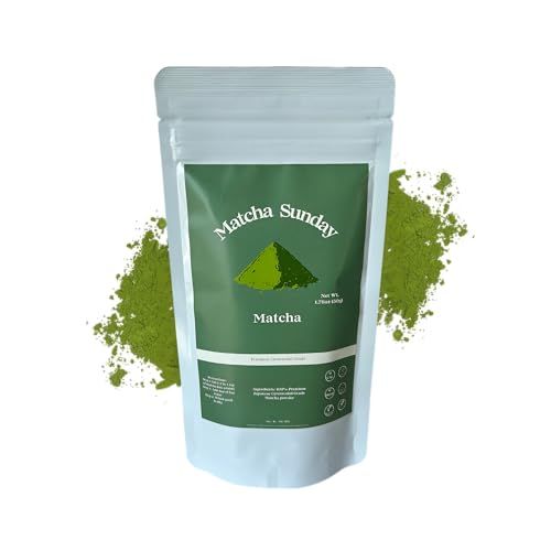 Matcha Sunday Ceremonial Grade Matcha - Kyoto, Japan - Finely Ground Powder - Vibrant Green (50g 1.75oz)