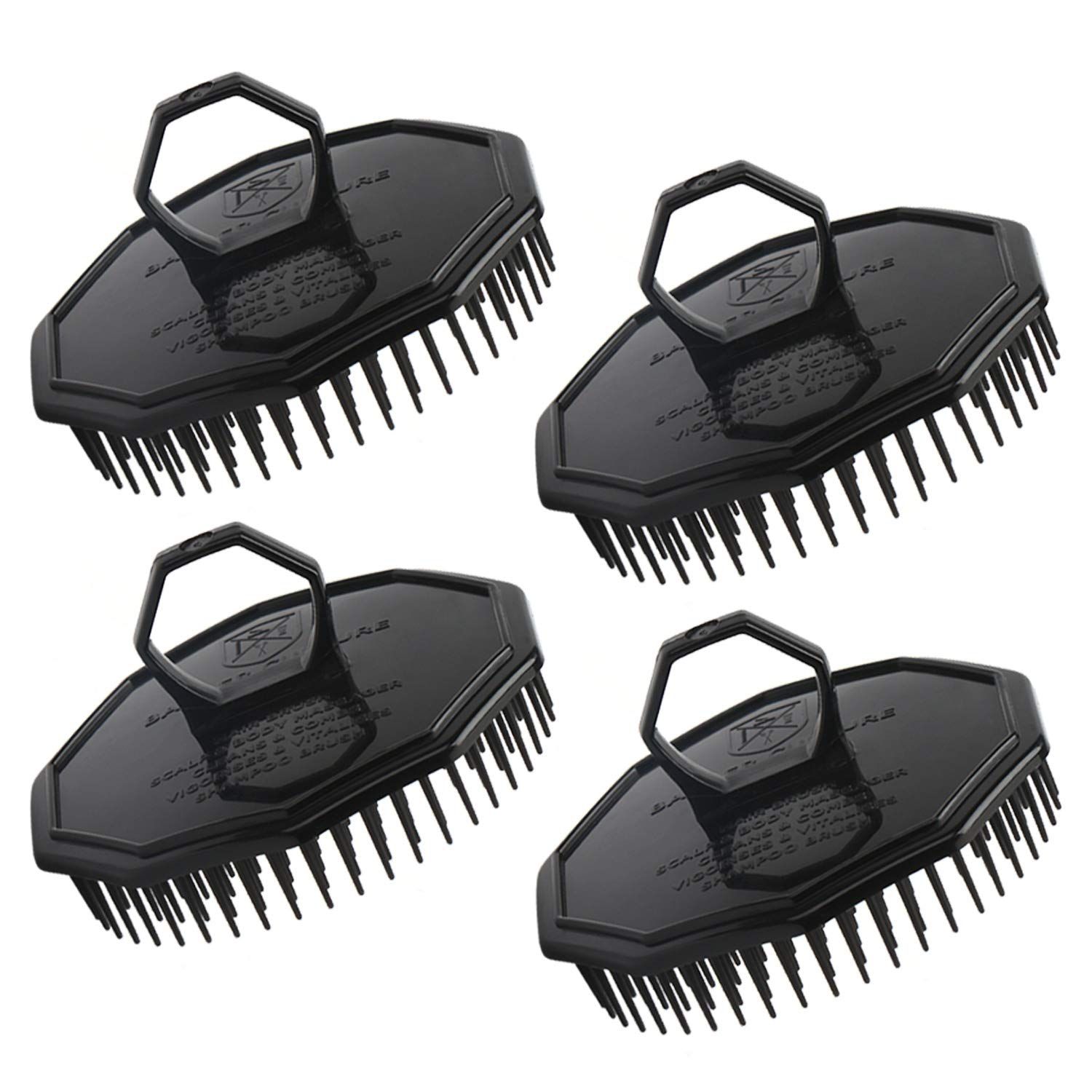 Scalp Massage Shampoo Brush, Segbeauty 4pcs Massage Hair Brushes Floriated Shower Comb for Deep Cleaning Hair Men&#39;s Hand Brush Growth Beard Brush Pet Grooming Brushes (Black(Ringed Handle))