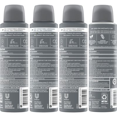 Dove MenCare Dry Spray Antiperspirant Variety 4-Pack - Scented, Non-Irritating with Vitamin E, 72H Sweat Odor Protection, 3.8 Oz Ea