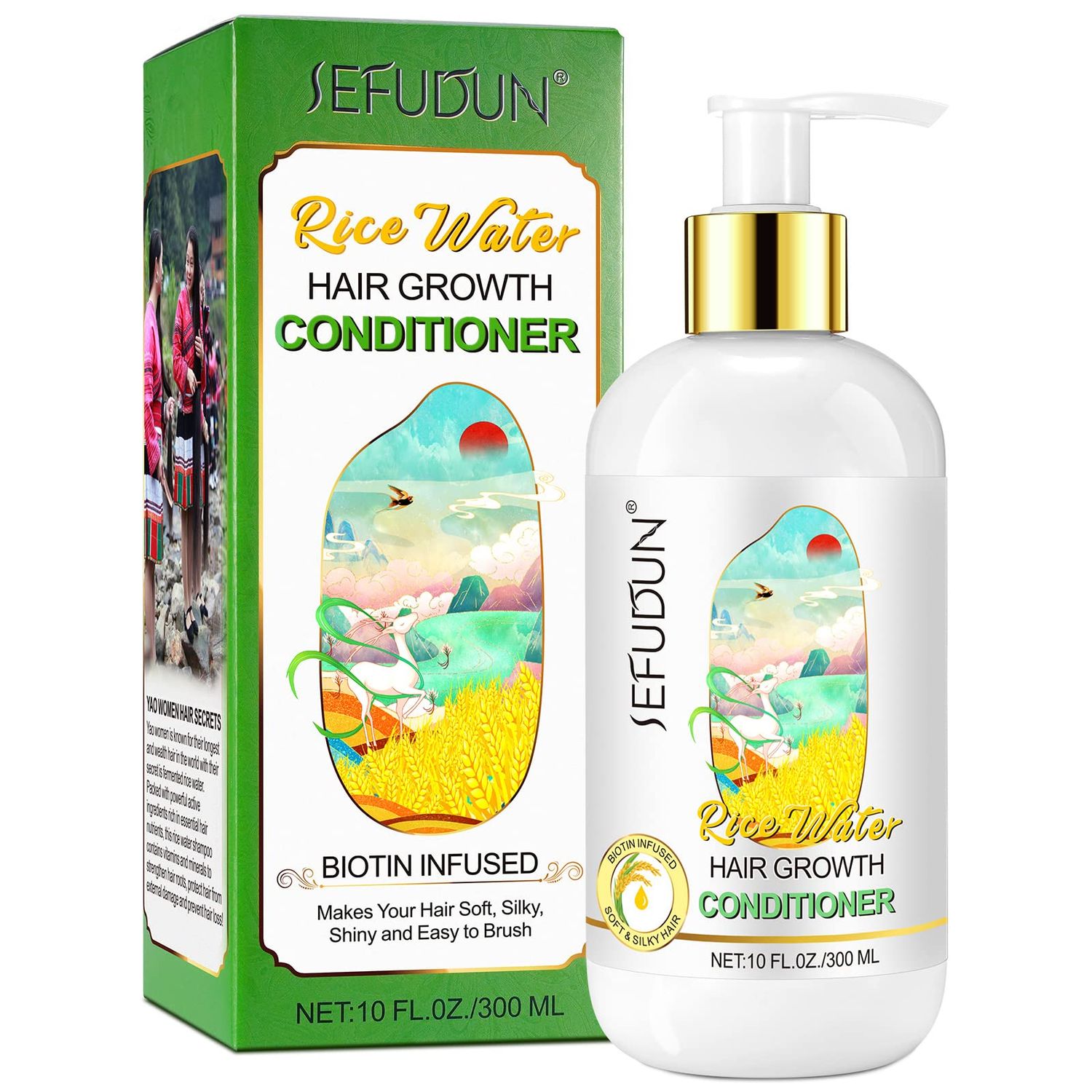 Rice Water Hair Growth Conditioner with Biotin, Caffeine, Rice Water for Hair Growth - Deep Nourishing Moisturizing for Dry, Frizzy or Curly Hair, Strengthening, Thickening, for Men Women 10 Fl Oz