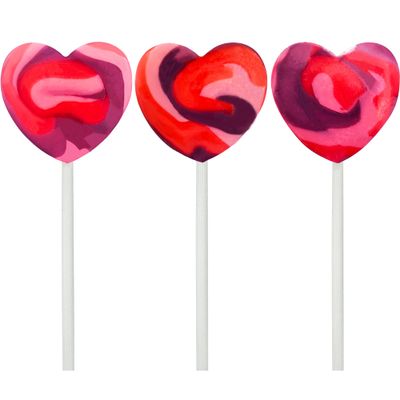 Fruidles Pink Swirl Lollipop Heart Design, Party Bag Fillers, Individually Wrapped (12-Pack)