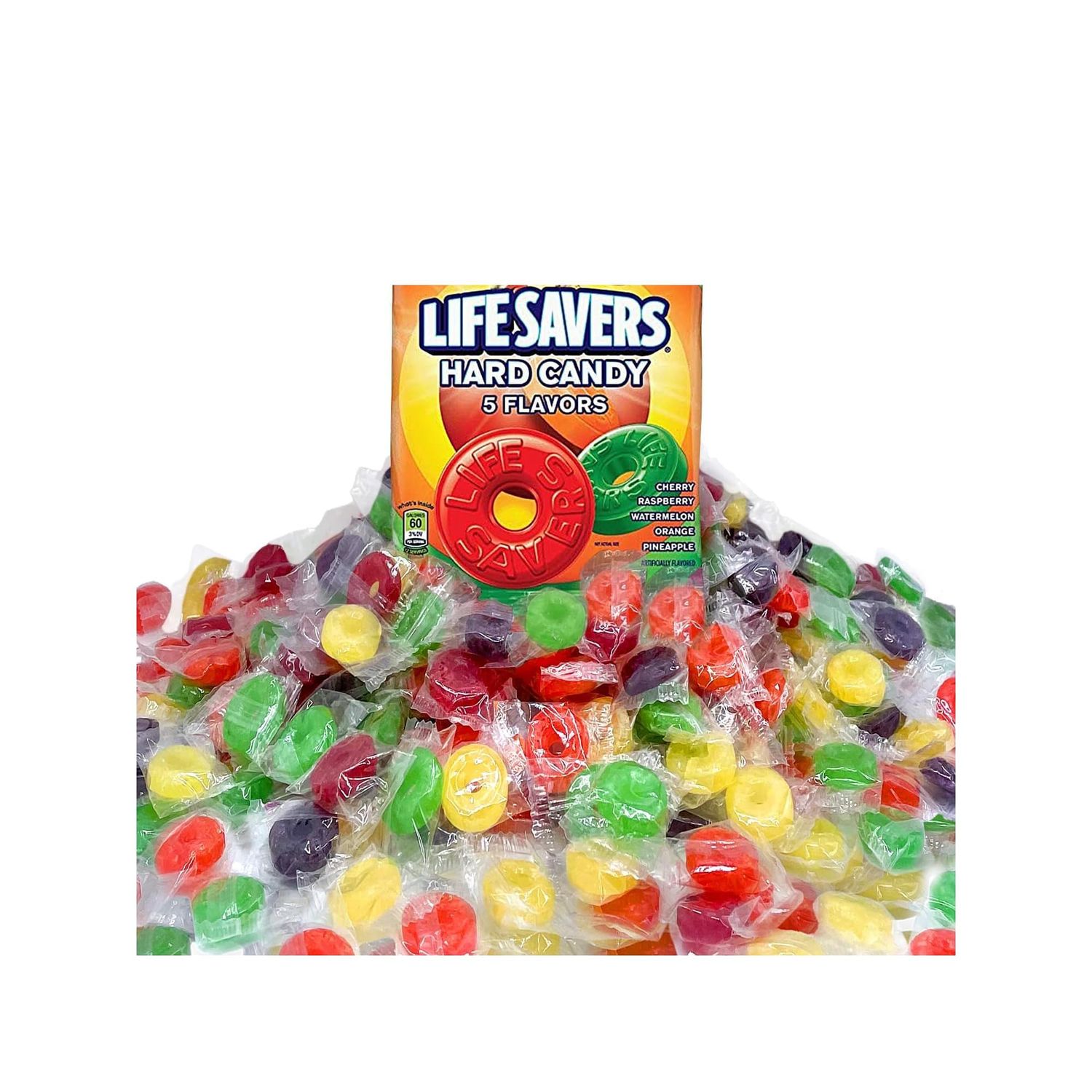Life Savers Hard Candy 5 Flavors - 5 lbs of Candy - Individually Wrapped - Cherry, Watermelon, Orange, Pineapple, and Raspberry - Perfect for Stocking the Pantry