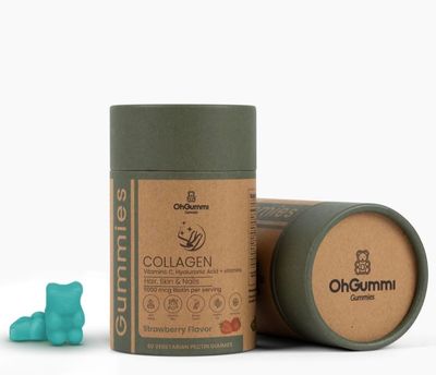 OhGummi Marine Collagen Gummies 500mg Hyaluronic Acid Grapeseed Vitamin C, B12, E (Vegetarian Collagen)
