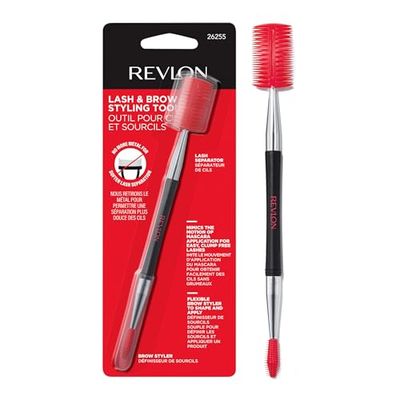 Revlon Lash Brow Styling Tool, Dual Ended Eyelash Separator Eyebrow Brush Spoolie, Works with Mascara Brow Makeup, 1 count