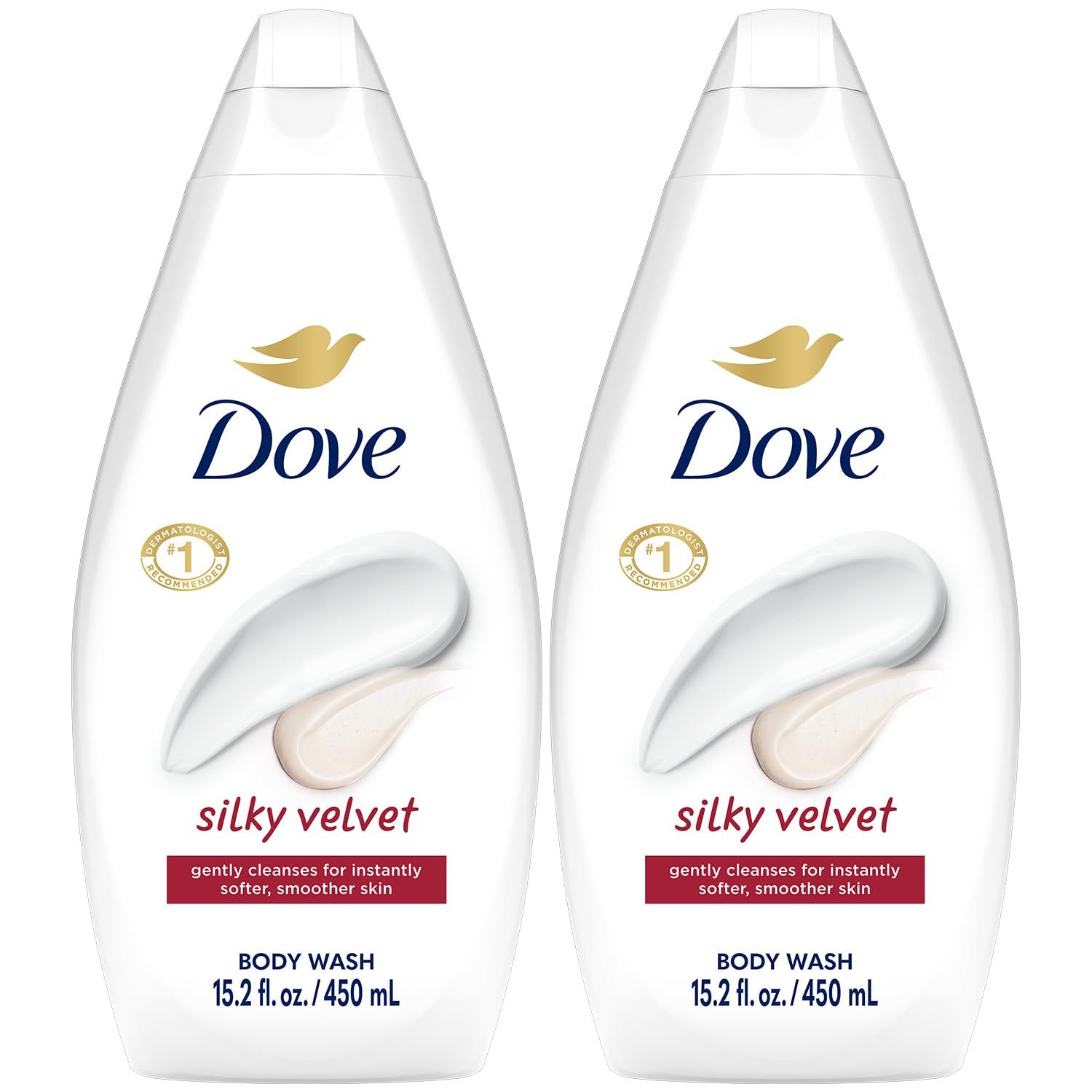 Dove Body Wash, Silky Velvet 2-Pack - Luxurious Moisturizing Cleanser for Smooth, Soft Skin, 15.22 Oz Ea
