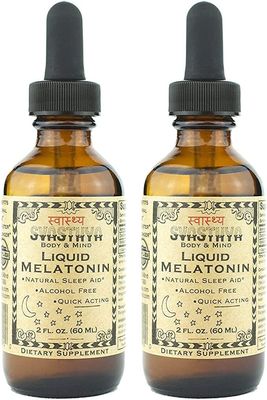 SVASTHYA BODY MIND Liquid Melatonin - Promotes Natural Sleep - Alcohol Free for Adult and Children, Made in The USA, 2 oz, Pack of 2