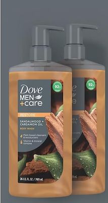 Dove MenCare Sandalwood Cardamom Oil Body Wash, 2 pk.26 fl. oz.