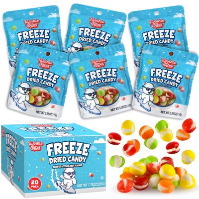 20 Pack Freeze Dried Candy- About 10 Pcs Per Bag - Bulk Treat Candy In Resealable Bag - Great For Kids, Adults, School, Party Favors, Birthday Party- 5 Delicious Flavors