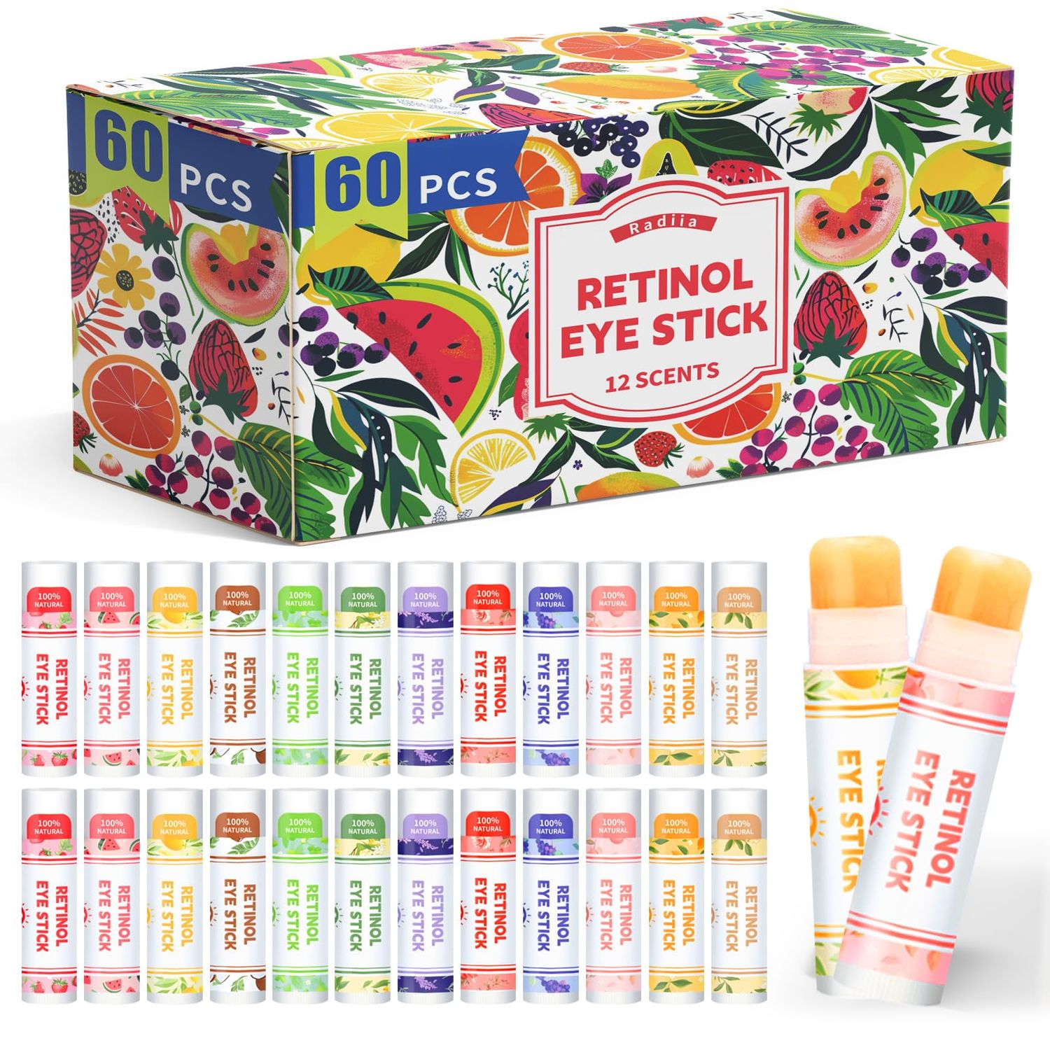 Radiia Retinol Eye Balm Stick with Retinol Ceramide Complex - Facial Moisturizer for Dark Circles Wrinkles - Under Eye Brightener Stick, Anti Wrinkle Hydrating Face Skincare