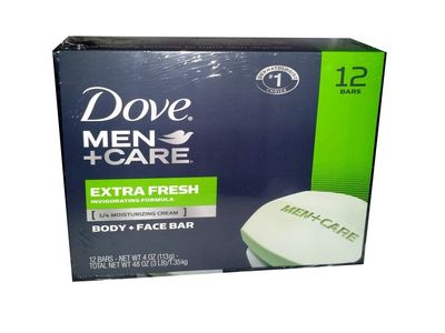 Dove Men&#39;s Bar Extra Fresh, 12 Count