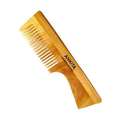 Generic 100 Pure Natural Neem Wood Comb Promotes Hair Growth, Reduces Hair Fall Control Dandruff Wide Thin Teeth (nw-33, One Size), wooden brown
