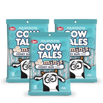 Goetze&#39;s Candy Honey Bun Cow Tales Minis - 4 Ounce Bags - 3 Pack - Fresh from the Factory