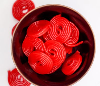 Red Strawberry Licorice Wheels - 1 lb of Bulk Fresh Sweet Strawberry Licorice