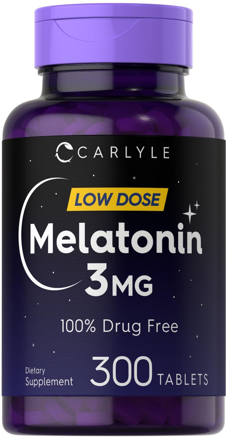 Carlyle Melatonin 3mg 300 Tablets Low Dose Drug Free Vegetarian, Non-GMO, Gluten Free