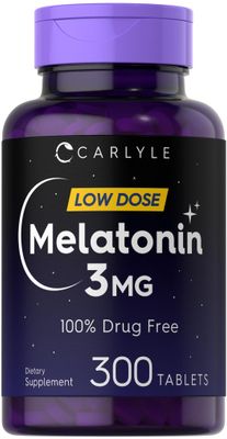 Carlyle Melatonin 3mg 300 Tablets Low Dose Drug Free Vegetarian, Non-GMO, Gluten Free