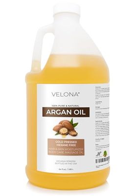 velona Argan Oil - 64 Fl Oz 100 Pure and Natural Morocco Oil Skin, Body and Face Care Nails Protector Unrefined, Cold Pressed Cap Kit