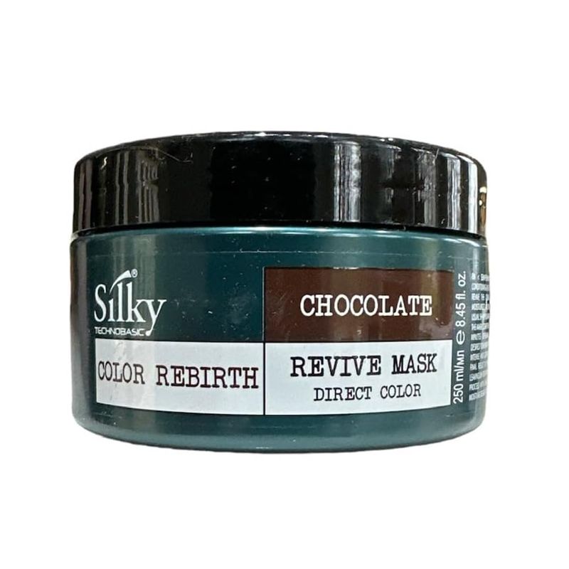 Silky Technobasic Chocolate Revive Mask - Color Depositing Hair Mask - Vegan Friendly Organic Hair Mask - Semi-Permanent Hair Color Mask with Hydrating and Restoring Action for Dry Hair - 250ml8.45oz