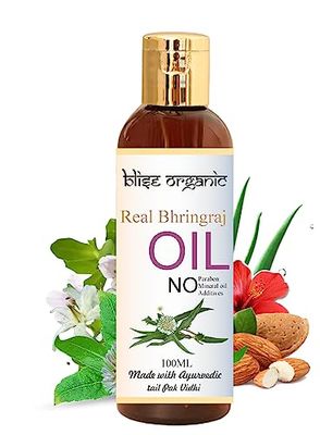 Blise organic Real Bhringraj oil - 100 Pure and Natural Anti hairfall, Hair growth, for Men and Women, highest Bhringraj concentration, with 21 precious and rare herbs,