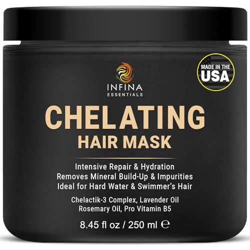 INFINA ESSENTIALS Chelating Metal Detox Hair Mask - Ion Hair Mask with Chelactik-3 Rosemary Oil, Hair Build Up Remover for Hard Water Hair Treatments, Swimmers Color-Treated Hair - 8.45 fl oz