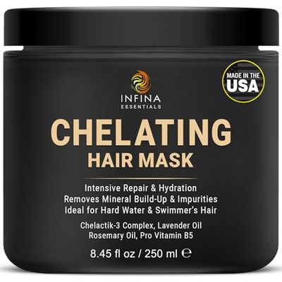 INFINA ESSENTIALS Chelating Metal Detox Hair Mask - Ion Hair Mask with Chelactik-3 Rosemary Oil, Hair Build Up Remover for Hard Water Hair Treatments, Swimmers Color-Treated Hair - 8.45 fl oz