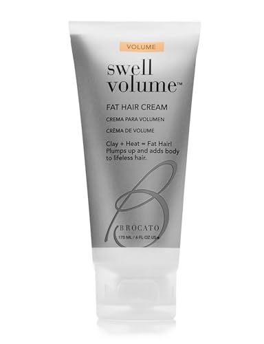 Brocato Swell Volume Hair Cream, 6 Oz: Volumizing Thickening Cream for Men Women Heat Activated Fat Hair Volumizer Cream Plumps, Shapes Adds Thickness to Thin Hair Formulated with Clay