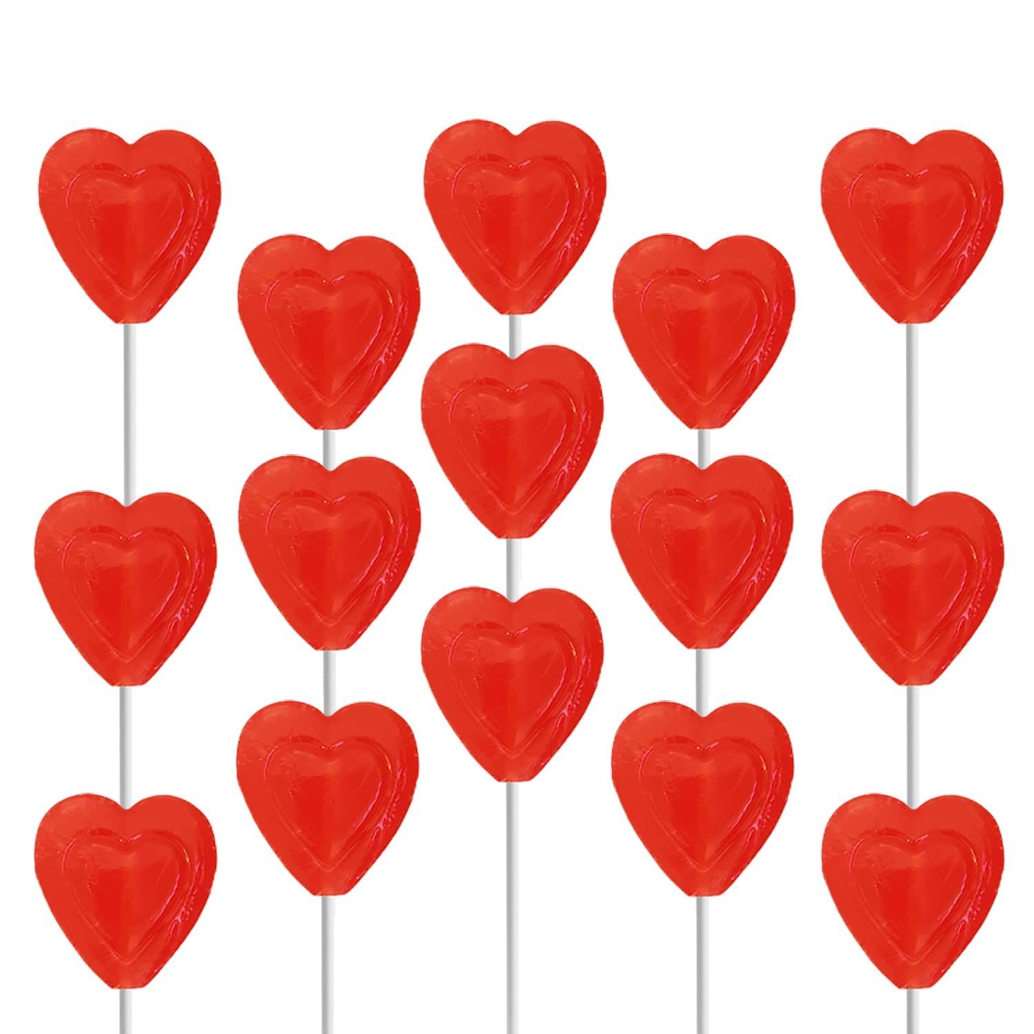 The Dreidel Company Lollipops Red Double Heart Shaped Cherry Flavored, Individually Wrapped, 12-Pack