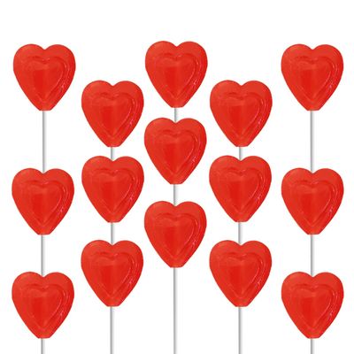 The Dreidel Company Lollipops Red Double Heart Shaped Cherry Flavored, Individually Wrapped, 12-Pack