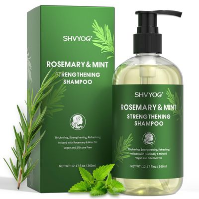Rosemary Oil Shampoo with Mint and Tea Tree for Hair Loss and Growth, Suitable for Women and Men, 12.17 Fl Oz