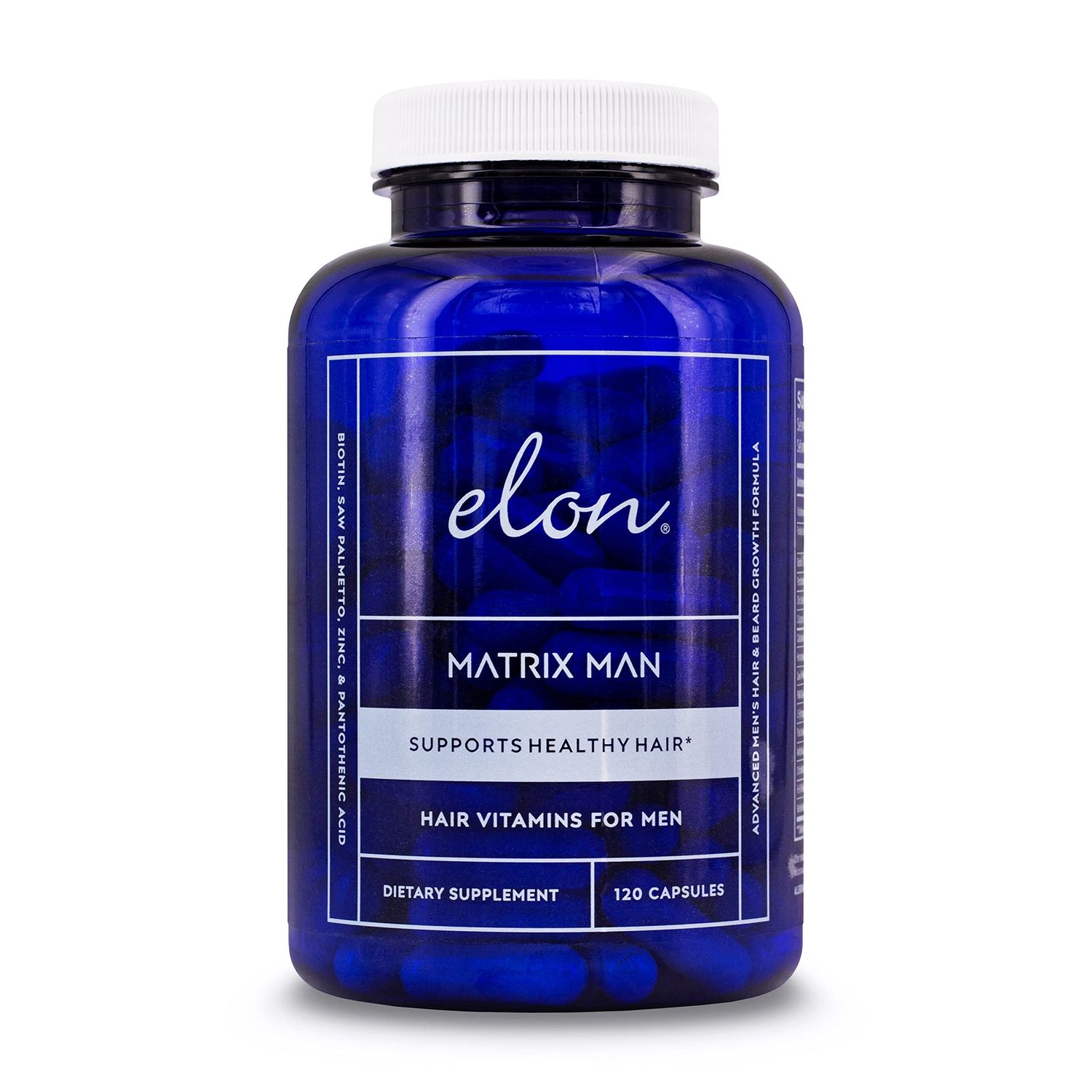 Elon Matrix Man - 60 Day Supply - Hair Growth Vitamins for Men - Saw Palmetto Biotin Advanced Formula Vitamins - Promotes Healthy Beard Growth - (120 Capsules)