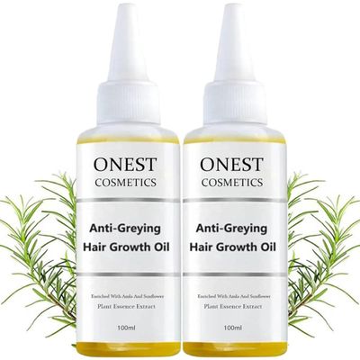 Onest Cosmetics Anti Greying Hair Growth Oil, Gray Repair Hair Serum, Rosemary Hair Serum with Amla and Sunflower, Amla Oil for Hair Growth, Anti Hair Loss Essence for Women Men (2)