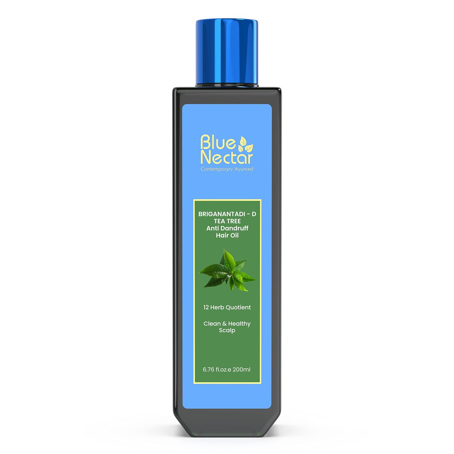 Blue Nectar Anti Dandruff Hair Oil with Neem Tea Tree Ayurvedic Non-Stickyfor Dry Scalp Plant Based for Men Women (12 Herbs, 6.76FlOz)