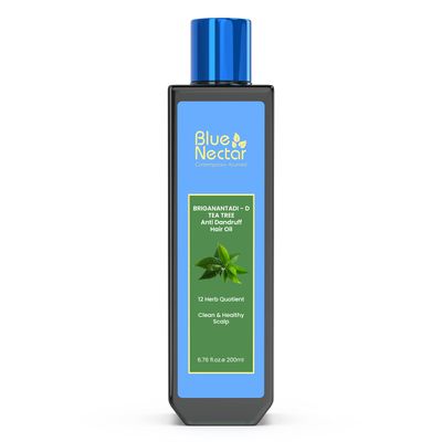 Blue Nectar Anti Dandruff Hair Oil with Neem Tea Tree Ayurvedic Non-Stickyfor Dry Scalp Plant Based for Men Women (12 Herbs, 6.76FlOz)