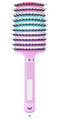 Boar Bristle Detangler Hair Brush Vented Curved Paddle Brush for Blow Drying, Anti-frizz Detangling Brush Styling Hairbrush for Curly Fine Straight Wavy Hair, Wet or Dry Use