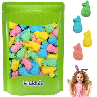 Fruidles Gummi Easter Bunnies Candy, Delicious Fruit Flavors Gummies, Soft, Chewy, Fun and Festive Holiday Snacking, Party Favor (Half-Pound)