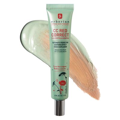 Erborian CC Red Correct - Skincare-First Green Color Corrector with Centella Asiatica, Illuminating Color Corrector with Redness Coverage SPF 25 - Cica, Korean Skincare, 1.5 Oz