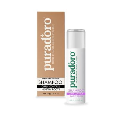 Puradoro Curly Control Healthy Roots Shampoo - Enhances Curls, Hydrates with Argan Jojoba Oils, Defines Natural Curls for Wavy Curly Hair