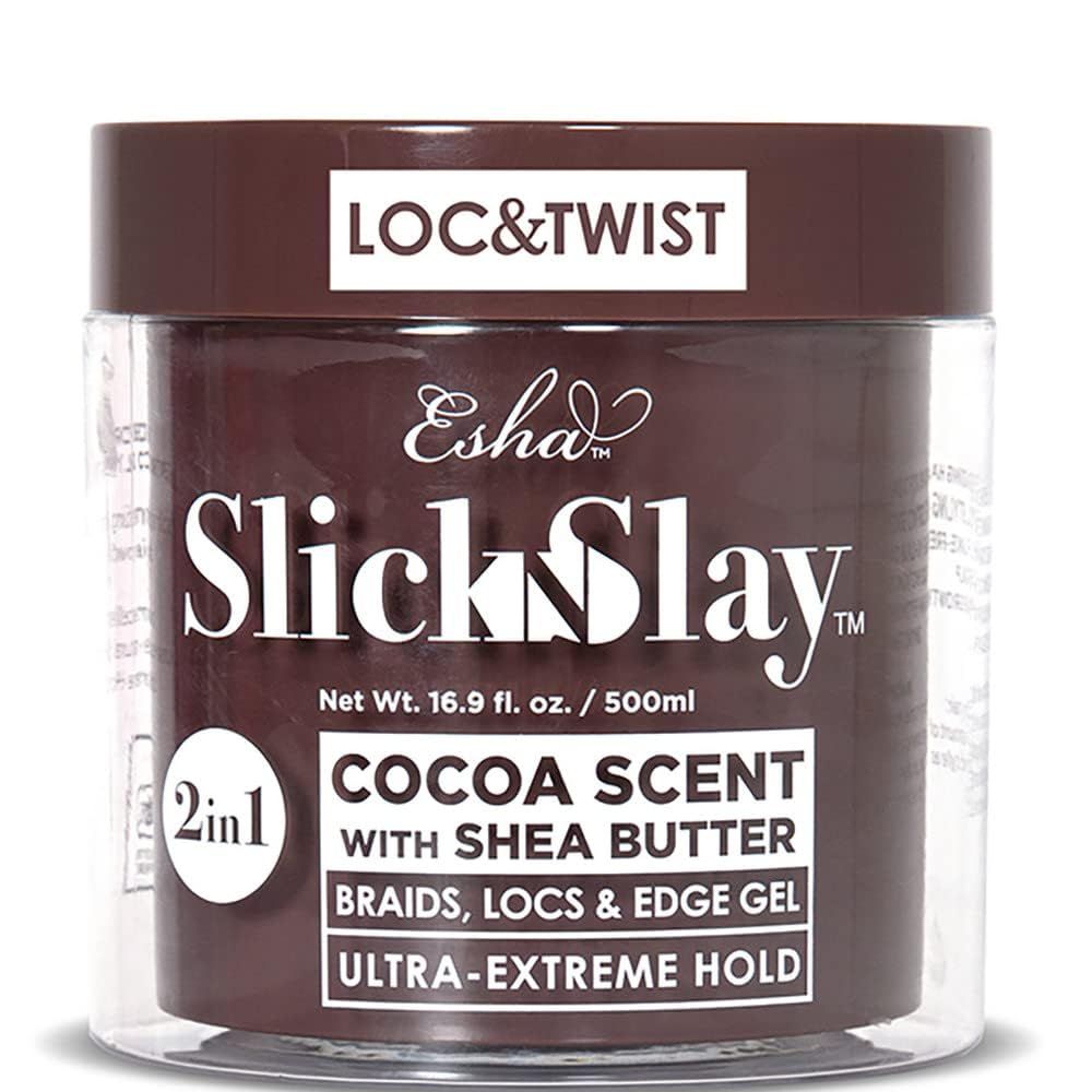 Esha Hair Slick N Slay Braiding Gel, 17 oz - Ultra Extreme Hold, Hydrating Conditioning, Fast Dry Locking Gel for Locs, Twists, Braids (Cocoa)