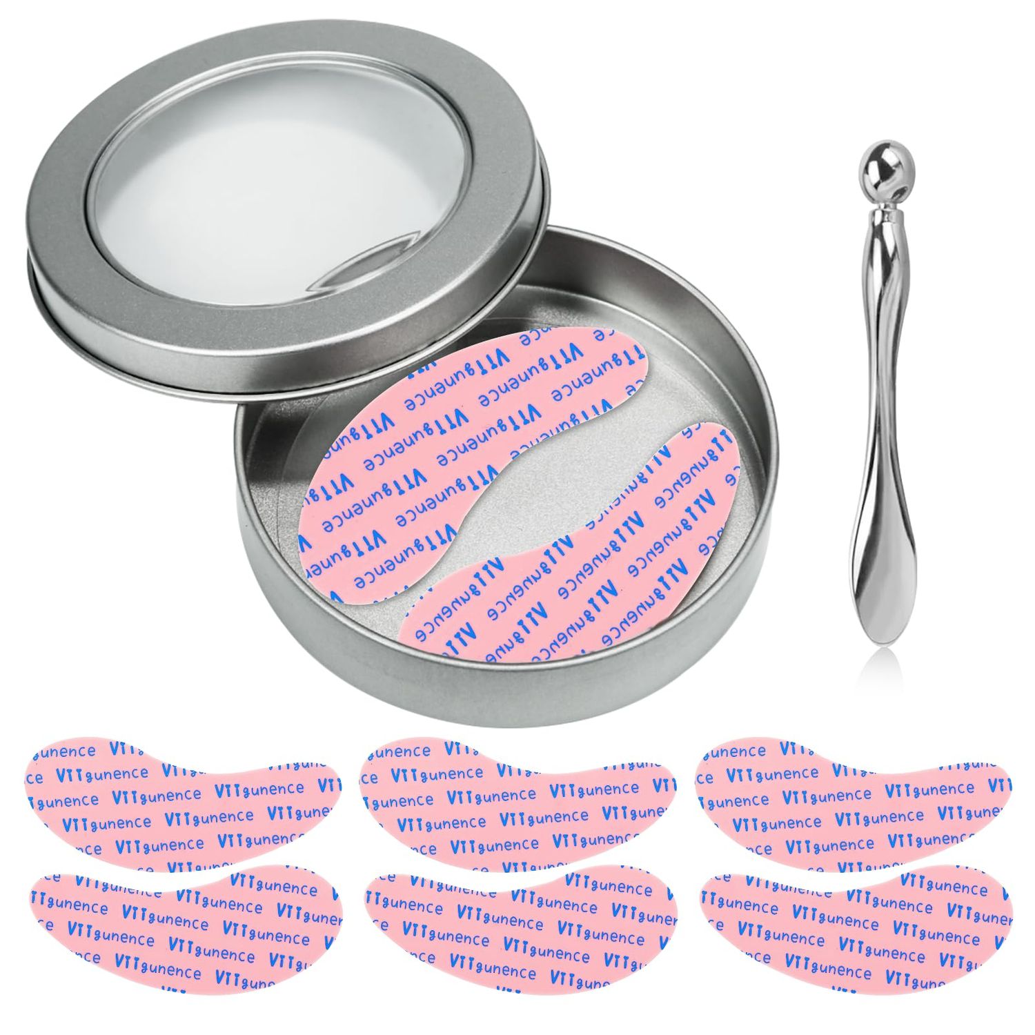 Viigunence Under Eye Patches Silicone, 3 Pairs Reusable Under Eye Patches With Metal Eye Cream Applicator, Reusable Under Eye Mask Eye Pad For Minimize Fine Lines Wrinkles, Visible Metal Case
