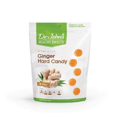 Dr. Johns Sugar Free Candy, Healthy Hard Candy with Zero Sugar, Low Calorie Snacks, Keto Friendly, Vegan, Gluten Free, Ginger Flavor, 24 Count, 3.85 OZ