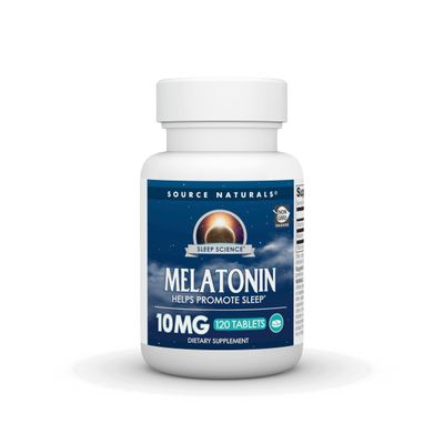 Source Naturals Sleep Science Melatonin, Non-GMO Melatonin, Helps Support a Restful Sleep, 10 mg - 120 Tablets