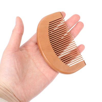 Mozeat Lens Natural Peach Wood Comb, 2 Pack Mini Wooden Comb Anti-Static Comb Close Tooth Comb Small Travel Combs Pocket Sized Fine Tooth Detangling Hair Comb for Curly-haired Women and Men's Beard