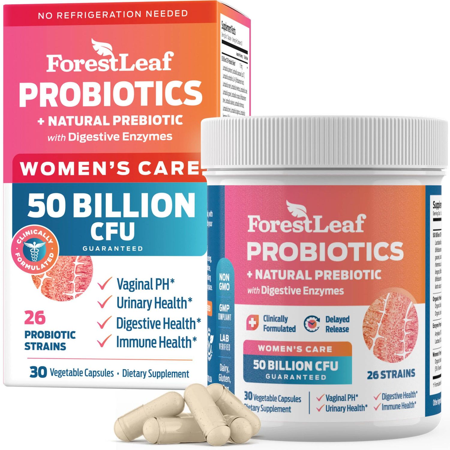 Probiotics for Women, 50 Billion CFU, 26 Unique Strains, Women&#39;s Probiotic and Prebiotics Support Digestive Health, w Cranberry, Hibiscus D-Mannose for Vaginal PH Balance, Urinary, Gut (30 Caps)