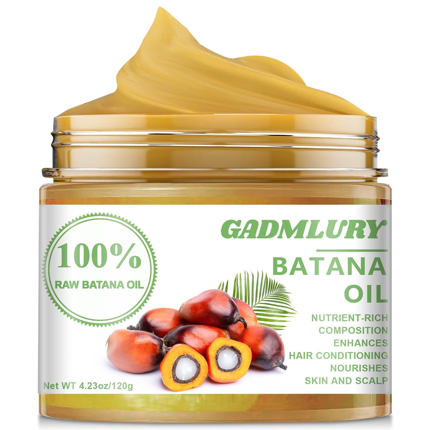 GADMLURY Raw Batana Hair Oil for Hair Growth, 100 Pure Batana Hair Oil from Honduras, Natural Hair Growth Oil Unrefined Promotes Hair Thickness and Scalp Health for Men Women (1PC)