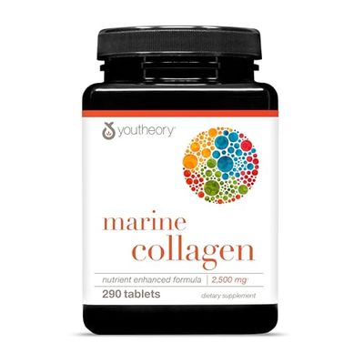 Youtheory Marine Collagen - 2,500 mg Hydrolyzed Collagen - Supports Skin - Fish-Sourced Collagen - with Vitamin C, A, C, E, B6, B12 More - Highly Digestible and Absorbable - 290 Tablets