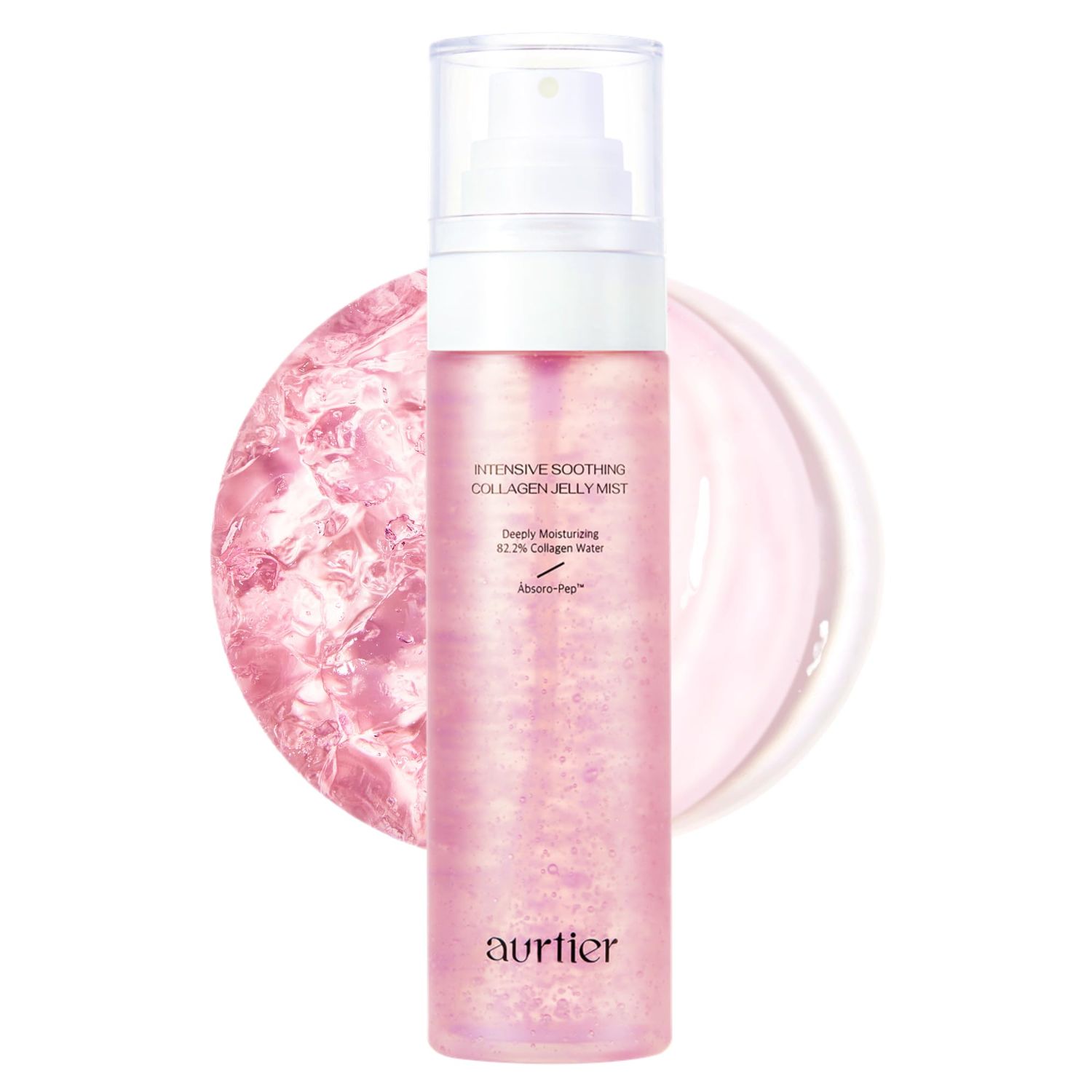 aurtier Intensive Hydrating Jelly Mist, Infused with 82.2 Collagen Water, hyaluronic acid, Vegan, Deep Moisturizing, Soothing, Firmness, Glow for All Skin Types (100ml 3.30 fl oz.)